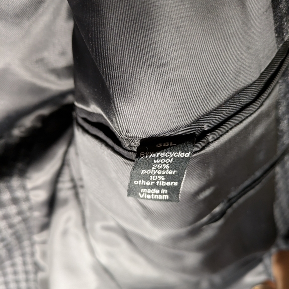 Bar III Slim Fit Black and Grey Plaid Wool Blend Men's Blazer with Pockets 38L - Picture 6 of 11